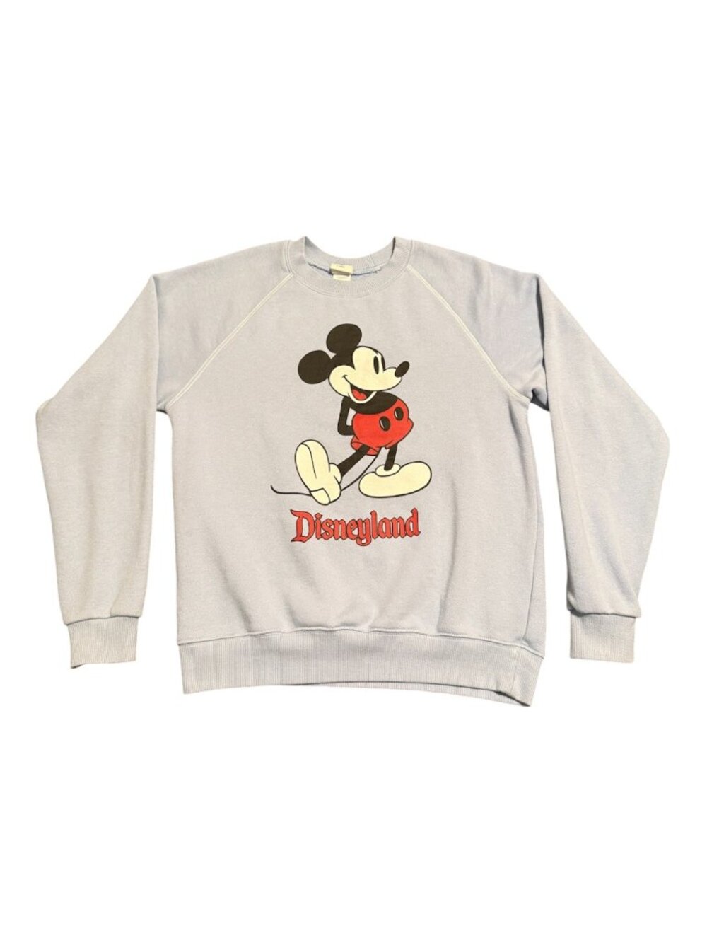 Disney Disneyland Women Mickey Mouse Crewneck Sweatshirt Light Blue Fleece Sz S